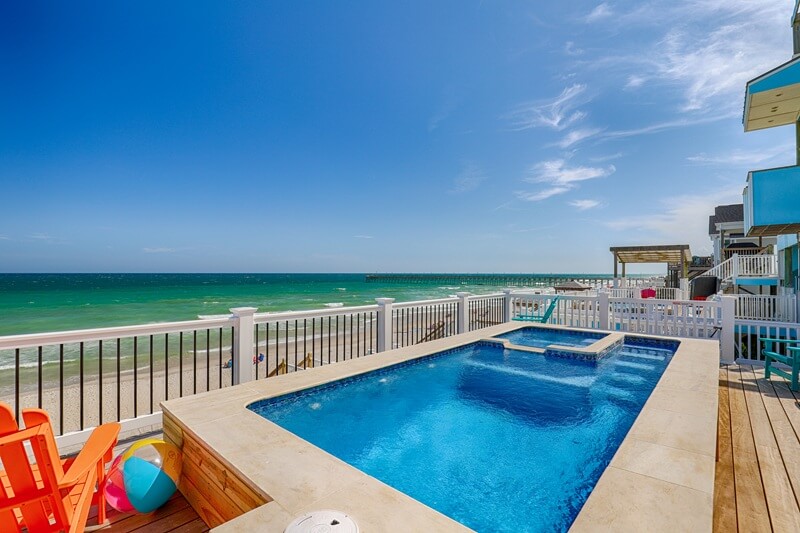 Oceanfront private pool at a Treasure vacation rental on Topsail Island