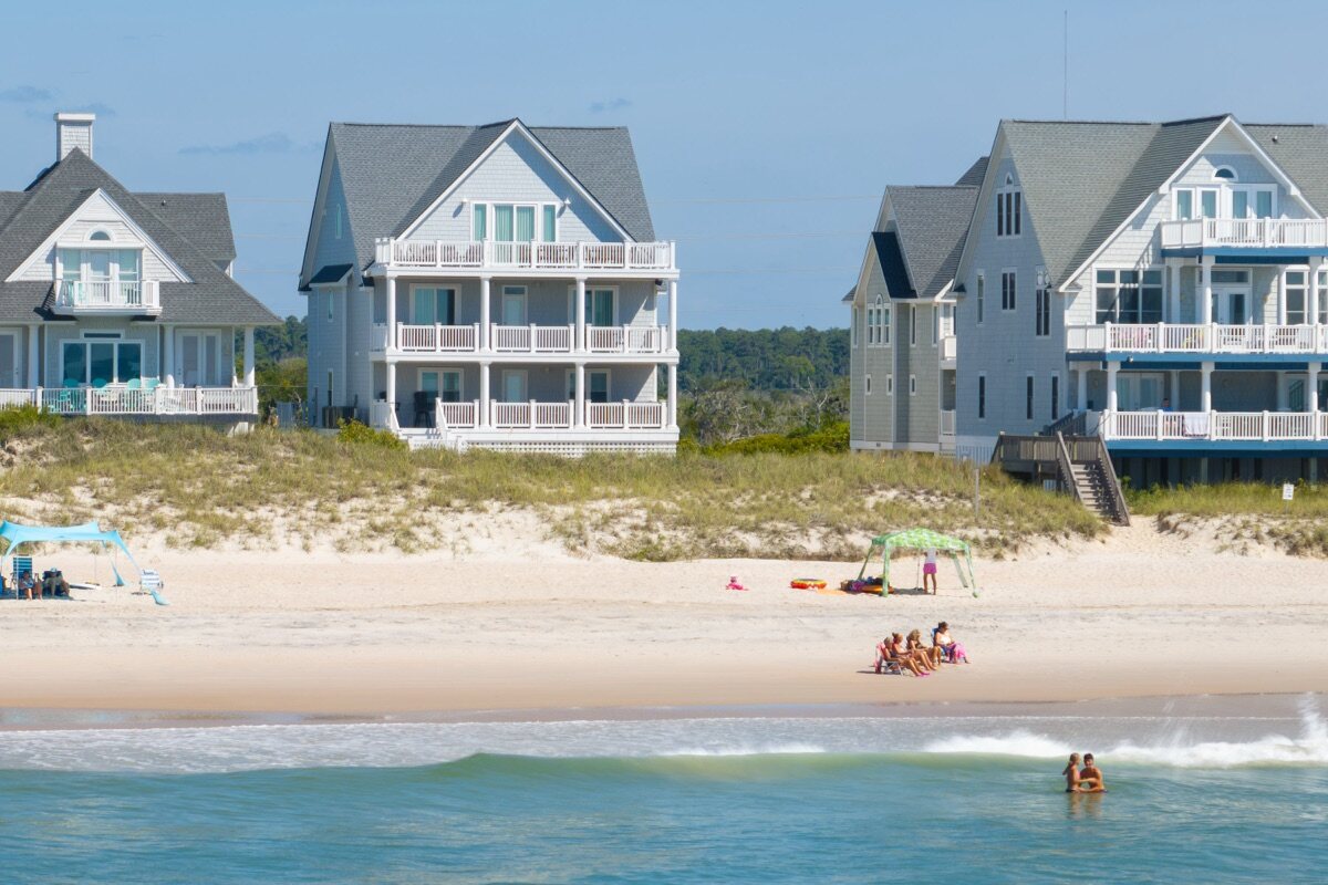 Ocean Chateau, a newly constructed ten-bedroom oceanfront home in North Topsail Beach