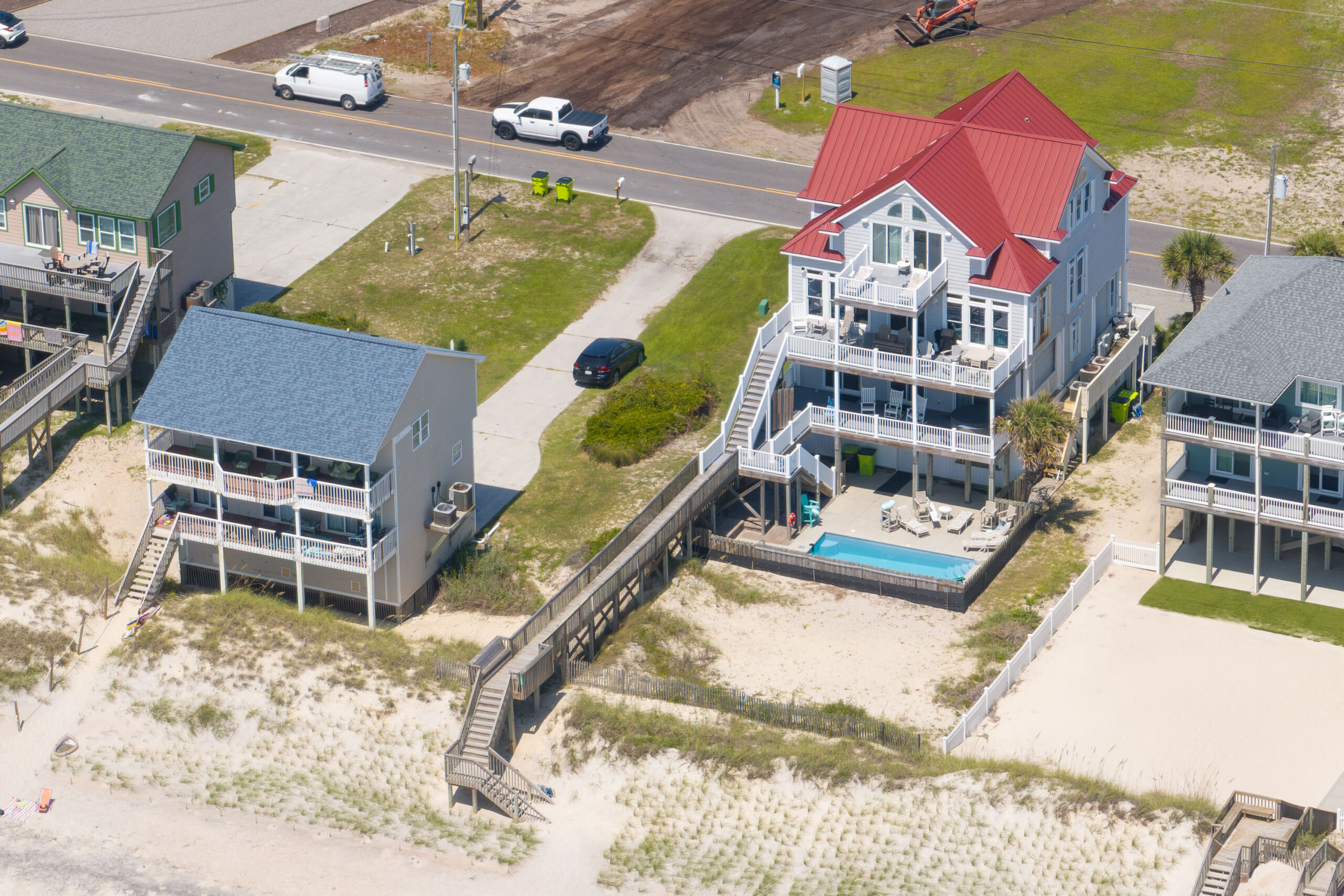 The Lazy Beagle vacation home, private pool and oceanfront beach on Topsail Island