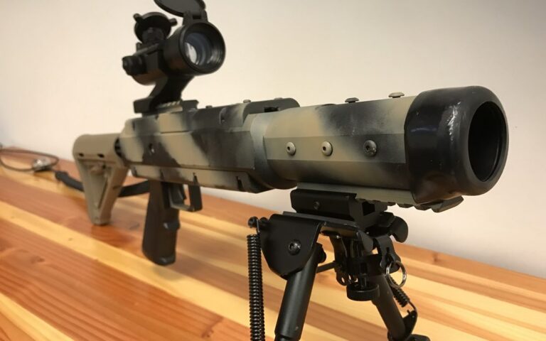 A Battle House laser tag blaster on a table