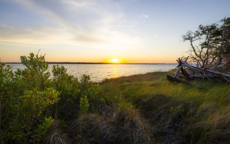 Sunset over the river at Carolina Beach State Park