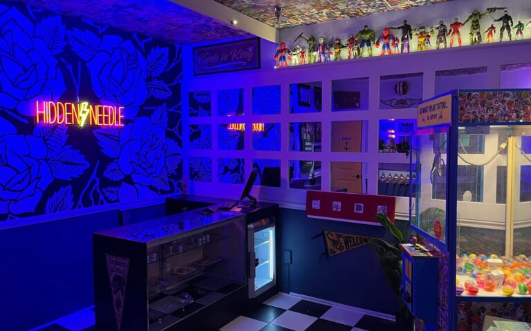The Hidden Needle tattoo parlor escape room set