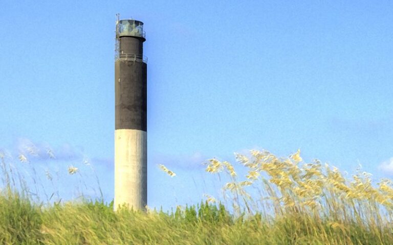 The Oak Island Lighthouse above sea oats