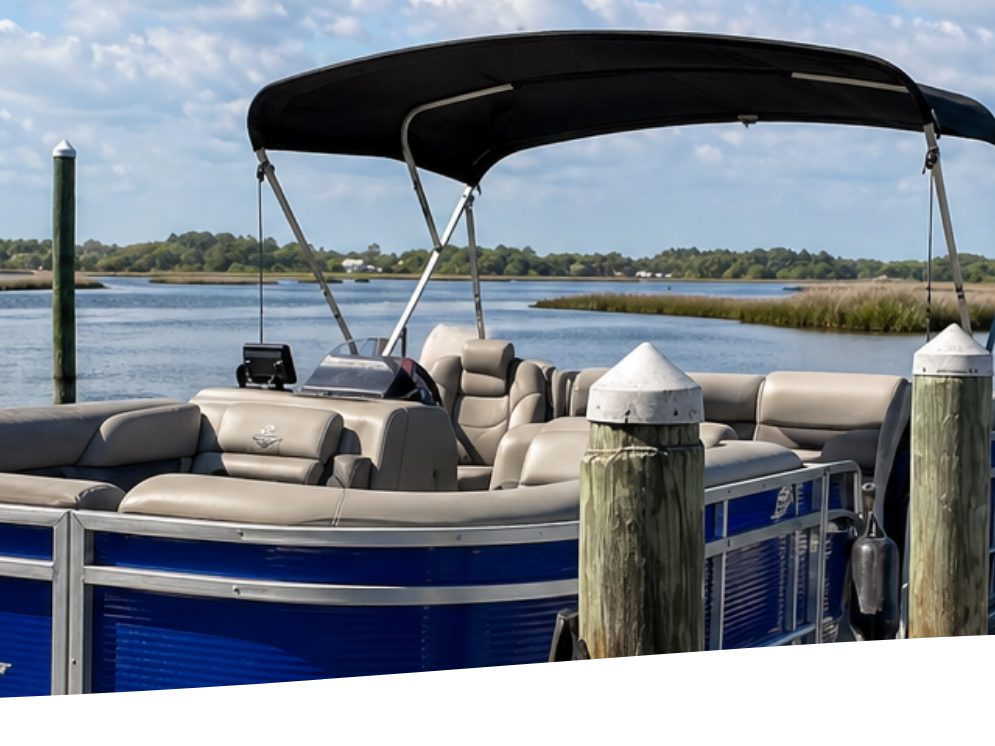 A rental pontoon at the dock