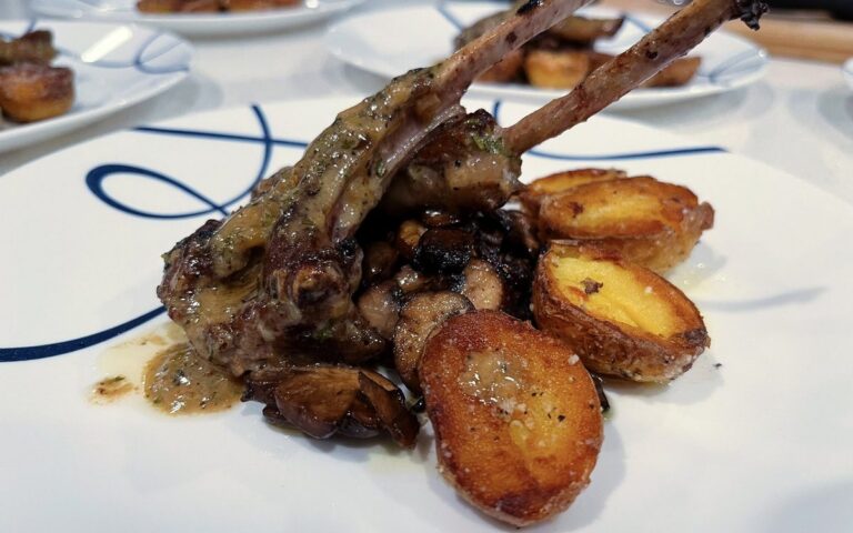 Plated lamb chops with potatoes