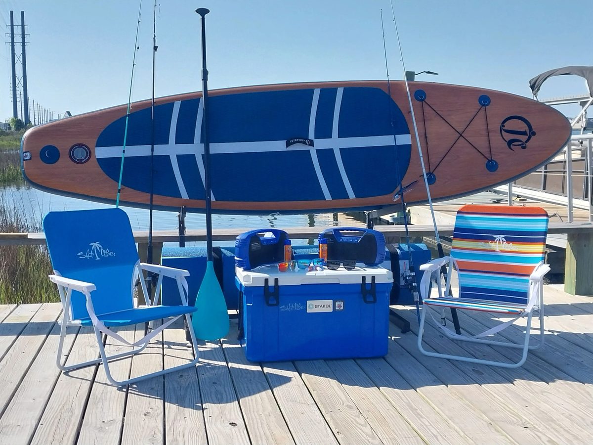 Rental add-ons laid out on the dock