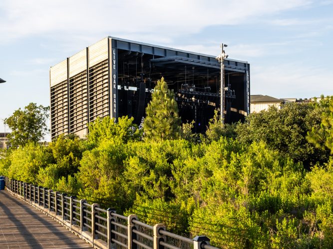 The riverwalk beside the pavilion