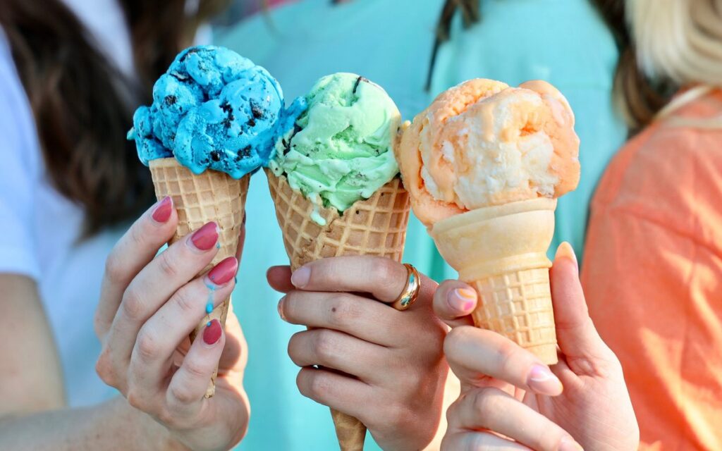 Three ice cream cones from The Daily Grind in Surf City